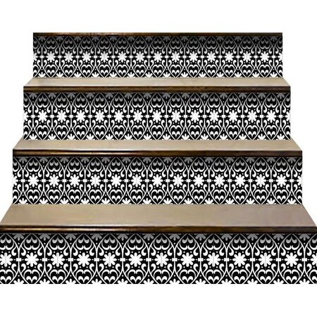 Homeroots 5 x 5 in. Black & White Floral Peel & Stick Removable Tiles 399876